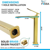 Fossa Classy Extended Body Brass Bathroom Sink Wash Basin Mixer Tap Single Handle Hot & Cold Lavatory Sink Faucet for Living Room & Bathrooms (Gold) - Fossa Home